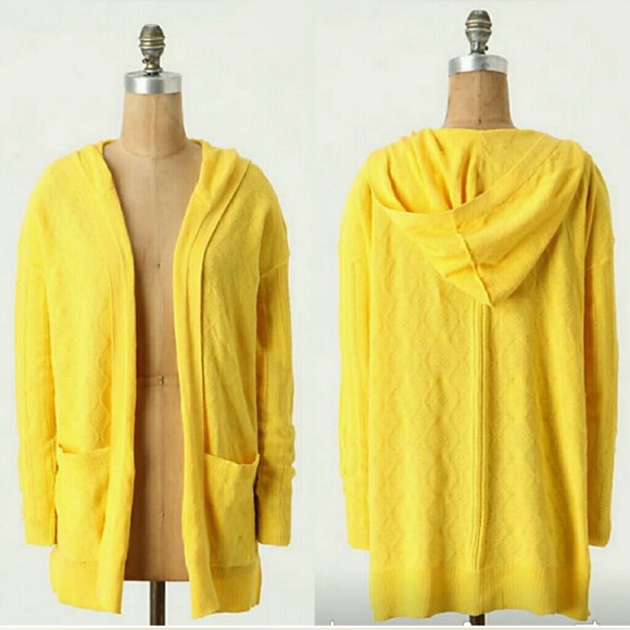 Anthro SPARROW Crystal Coast Cardigan Sweater Blue Pointelle Knit Linen Hoodie - Picture 12 of 14